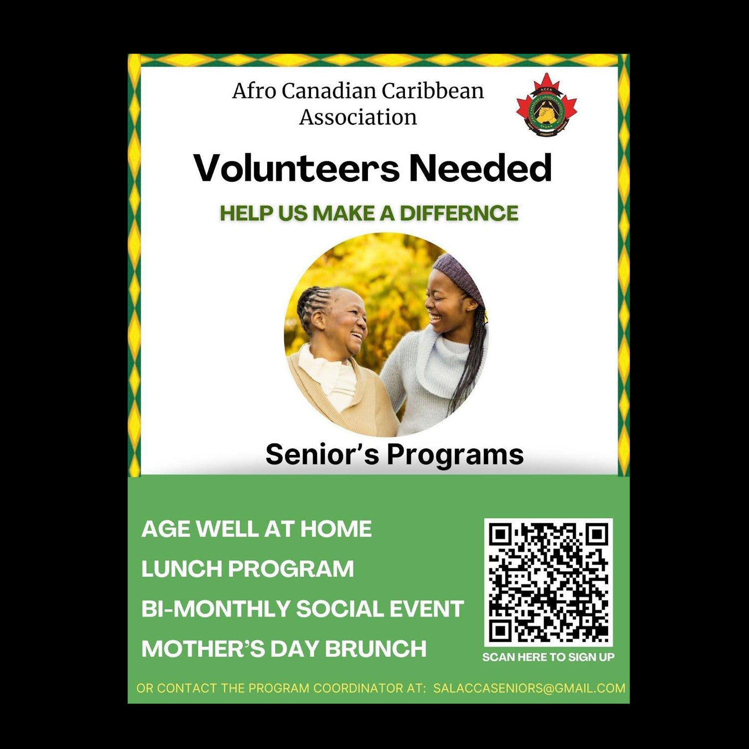 Volunteers Needed for seniors programs (poster).